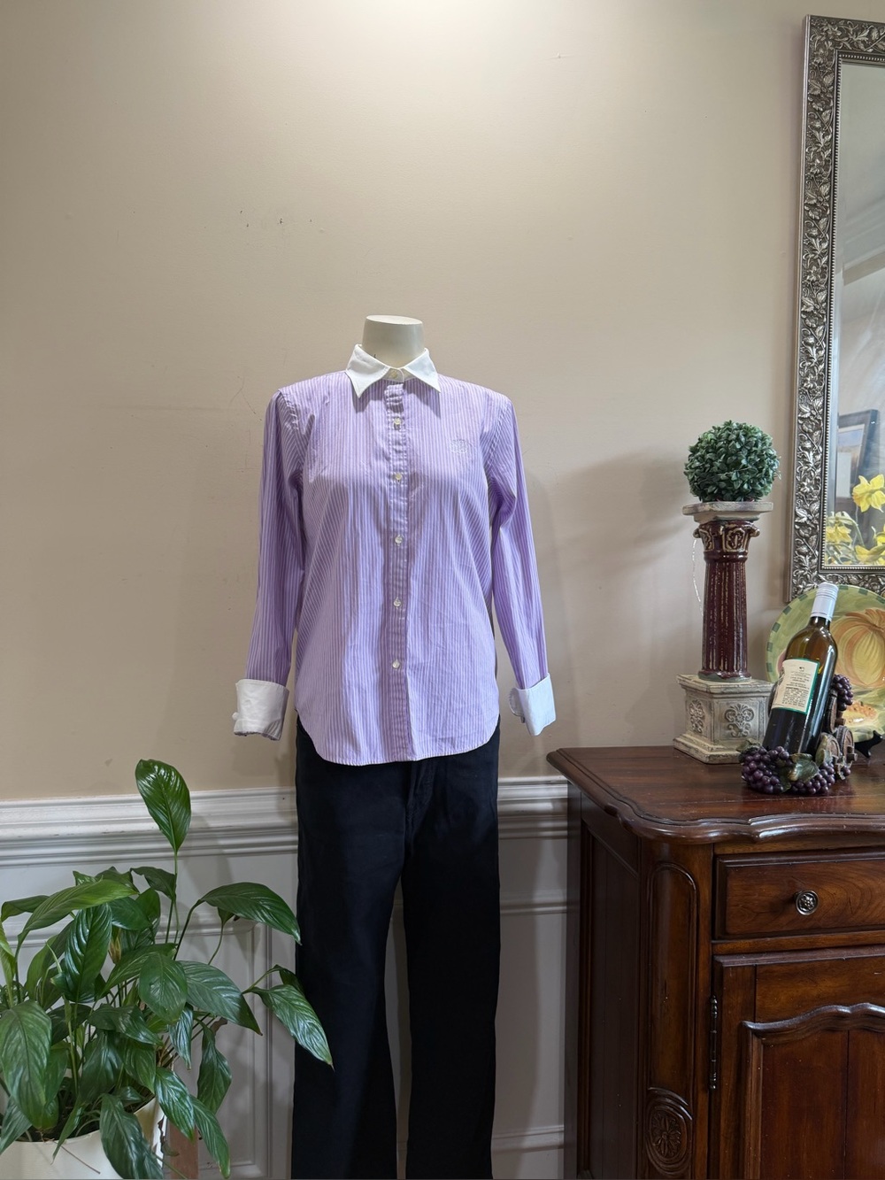 Lauren Ralph Lauren Lavender Stripe Button-Down Shirt